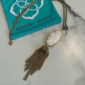 Kendra Scott Rayne Gold Long Necklace in Pearl